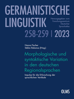 cover image of Morphologische und syntaktische Variation in den deutschen Regionalsprachen